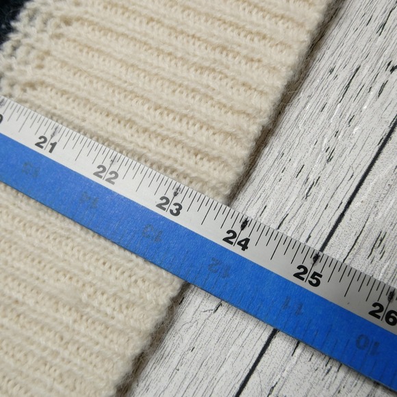 Abercrombie & Fitch Sweater Womens Small Cream Green Black Striped Knit Pullover - Picture 7 of 8
